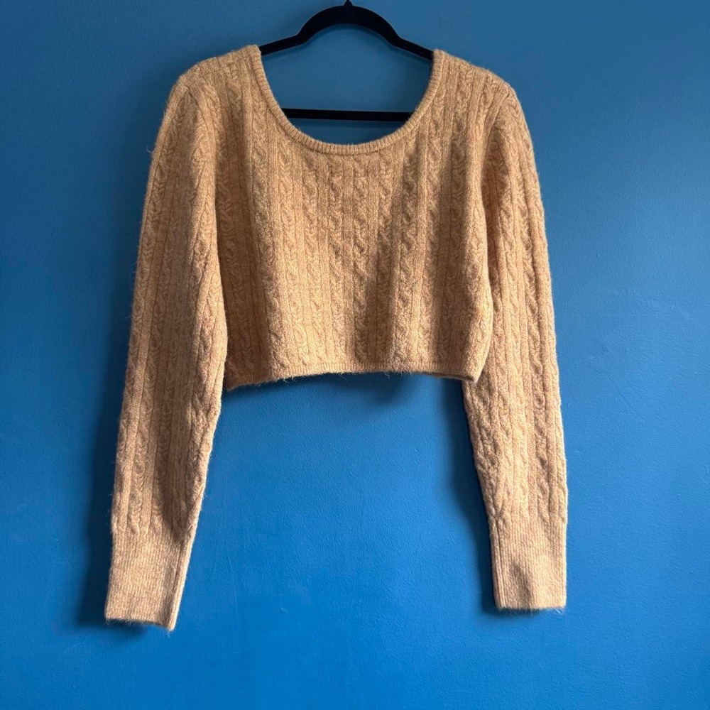 Future Collective Crop Sweater Women's Size Large NWOT Orange Brown Knit Preppy